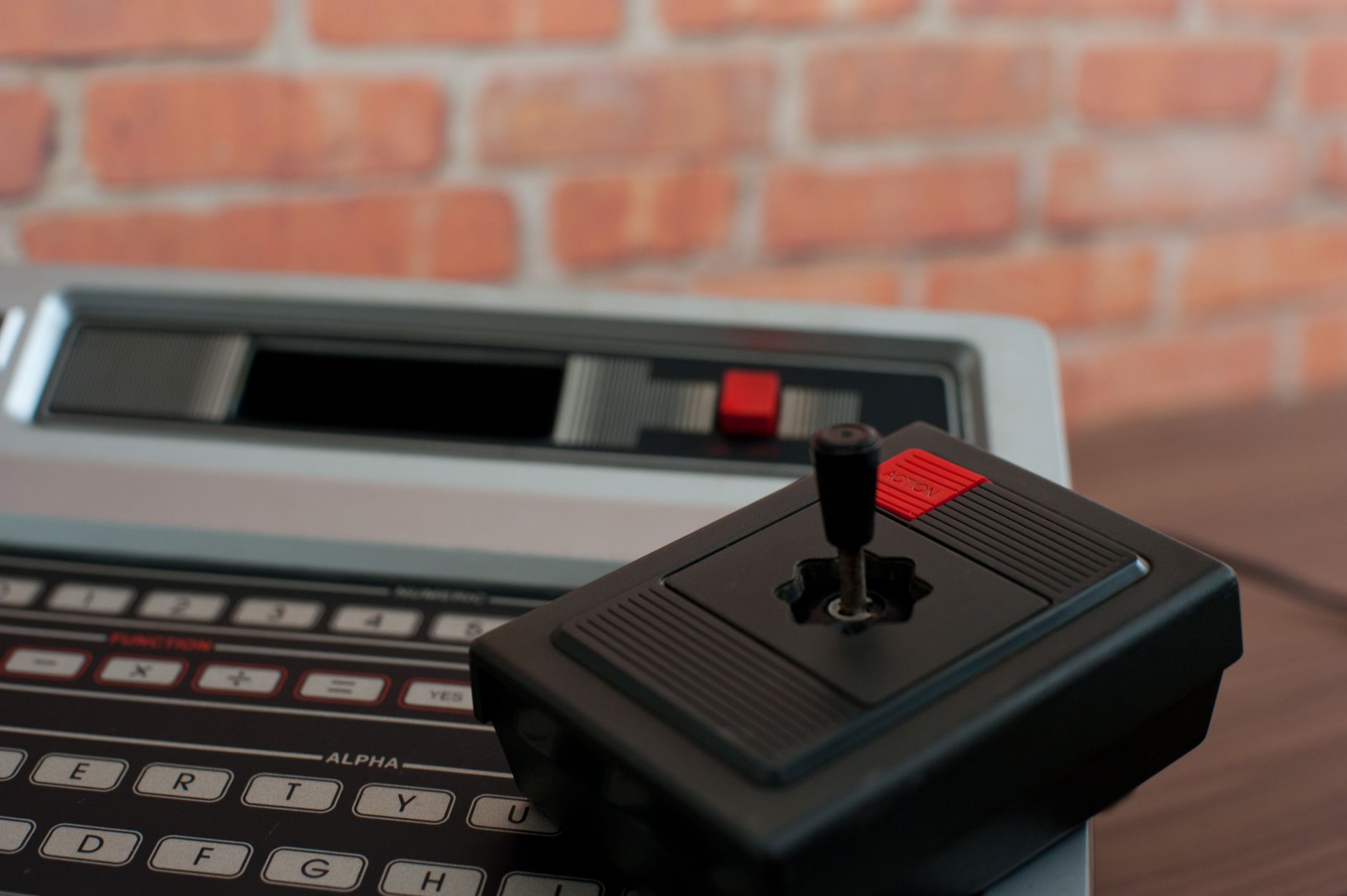 Close up on retro hardware joystick