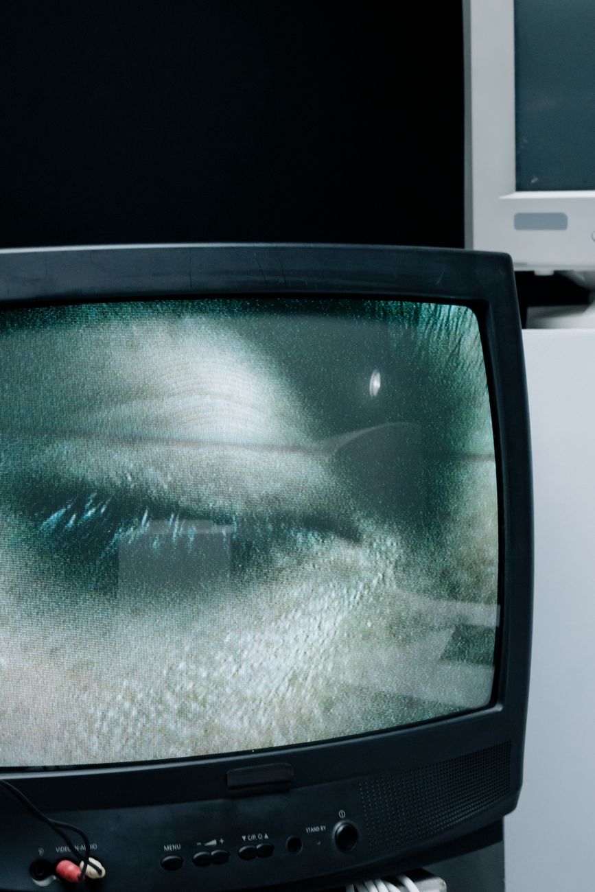 Close up of a CRT screen grids